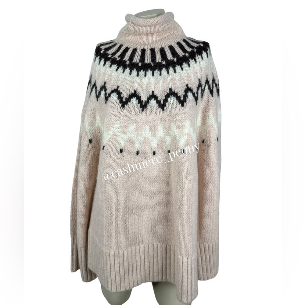 A.L.C. Pink Ruby Fair Isle Turtleneck Oversized Sweater - Picture 2 of 14